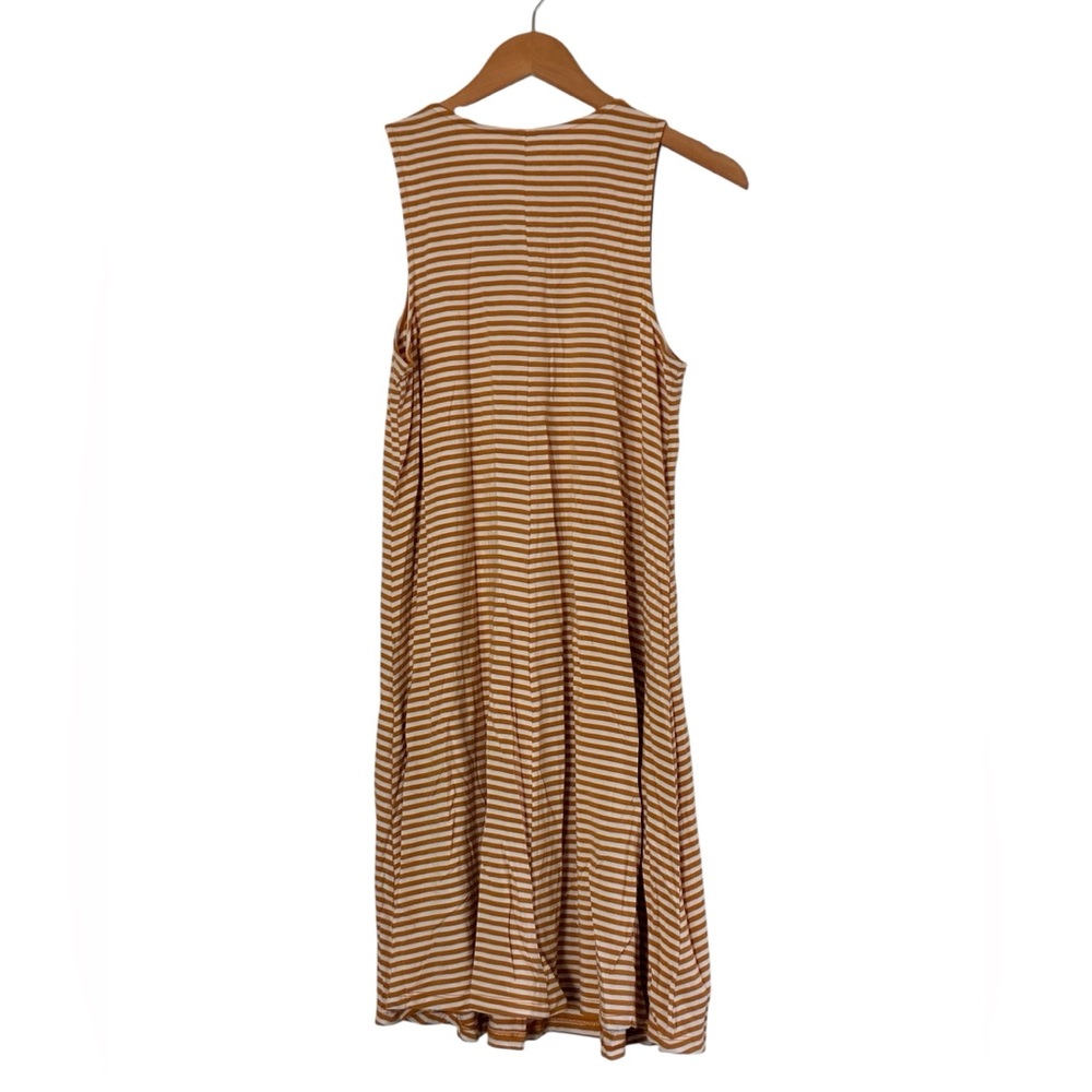 Old Navy | Orange white striped scoop crewneck sleeveless stretch midi dress - Picture 7 of 12